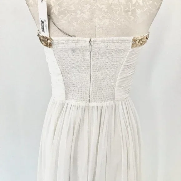 Rebecca Taylor Dress S/M Formal White Prom Wedding Hoco Debutante Maxi Long Gown - Picture 8 of 16